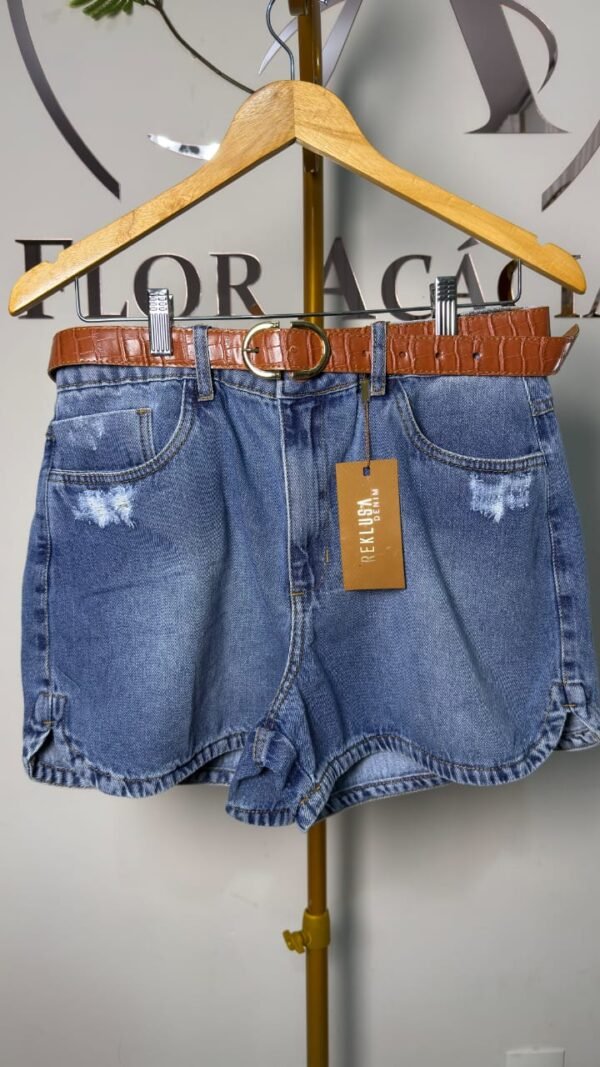 Short Barra Redonda Cinto Croco Jeans