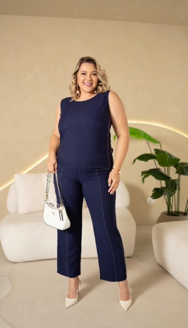 Conjunto Longo Viscose Azul