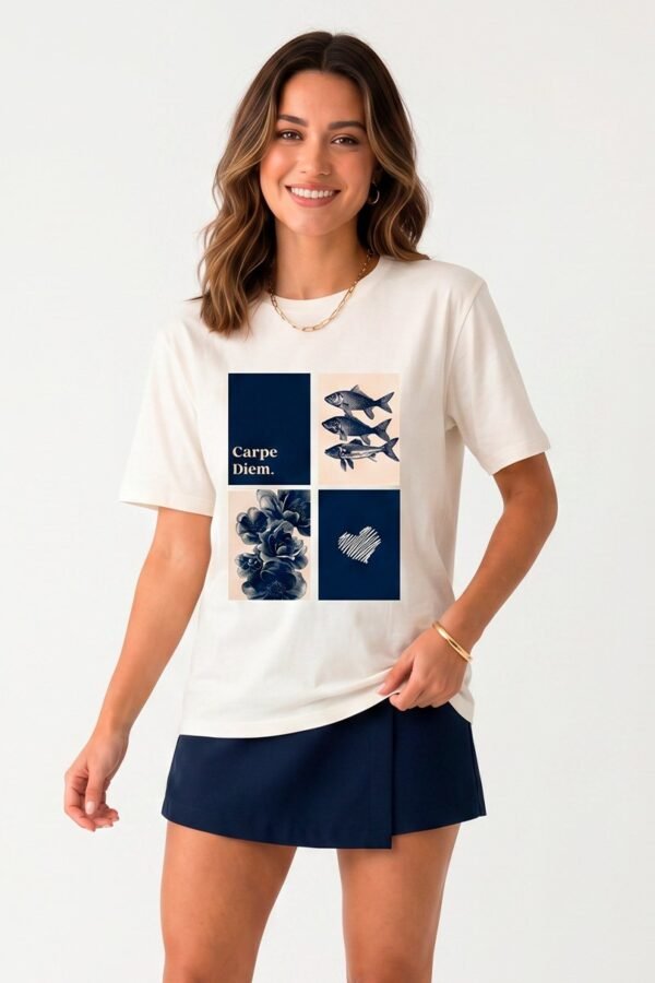 T-shirt Off Azul Peixes