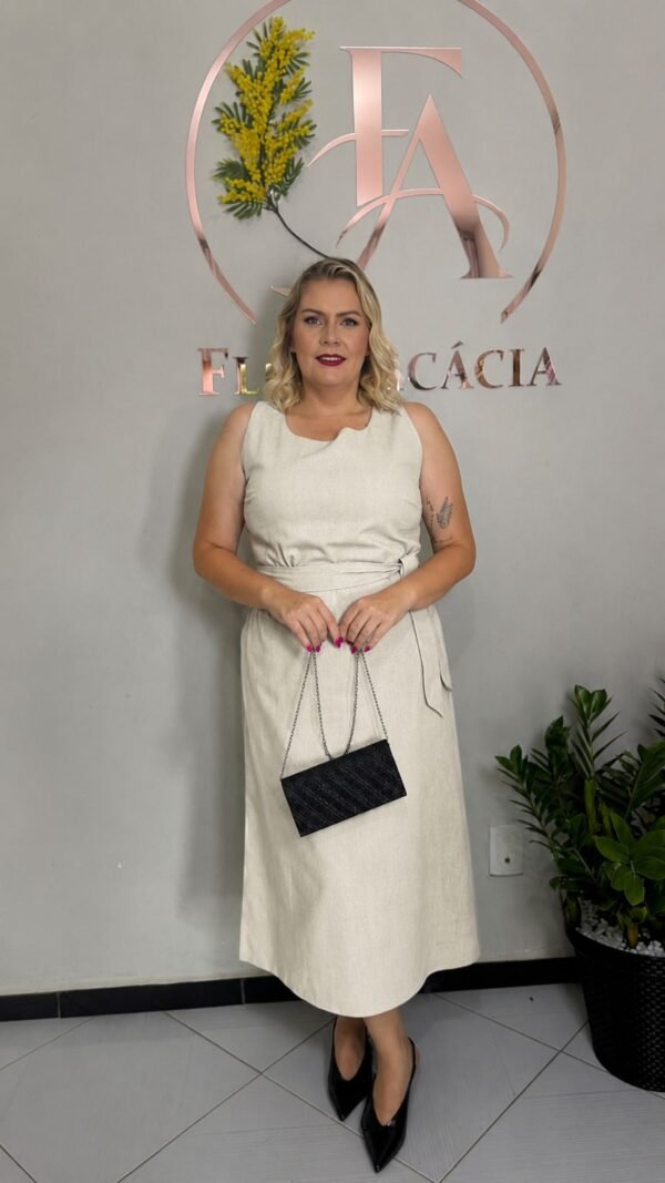 Vestido Midi Linho Natural
