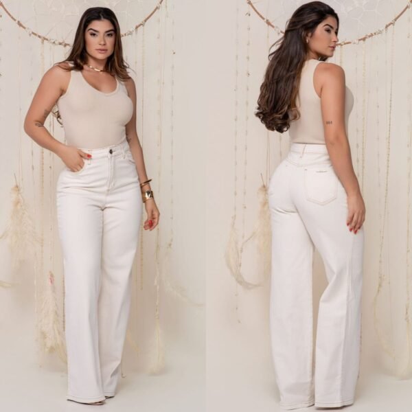 Calça Pantalona Off White c/ Elastano